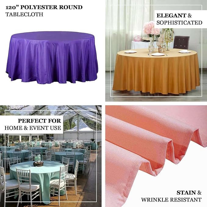 Efavormart Round Tablecloth, 120 Inch Stain & Wrinkle Resistant Washable Table Cloth, Decorative Polyester Fabric Table Cover for Banquet, Wedding, Dining - Taupe