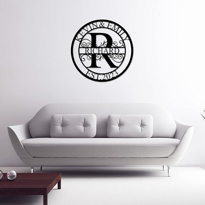 Custom Metal Sign - Last Name Signs - Monogram Wall Decor- Family Sign - Metal Signs for Outdoor - Personalized Wedding Gift for Couples