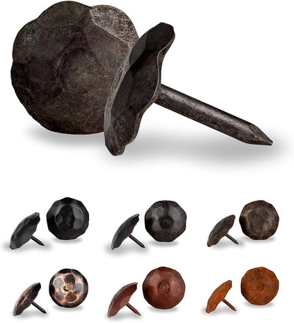 10 Pack 0.75" Round Head Iron Clavos Decorative Nails – Unfinished – Handmade Rustic Round Fasteners for Farmhouse Shutters, Faux Wood Beams, Barn Doors, Shutters, Gates – Ornamental Wood Accent
