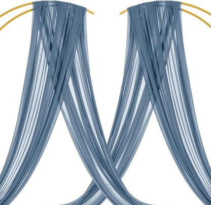MLMC Dusty Blue Wedding Arch Draping Fabric 2 Panels 29" x 20 FT Extra Long Gauze Drapes Sheer Backdrop Curtains 6.6 Yards Outdoor Drapery Panels for Wedding Bridal Shower Party Ceiling Decoration