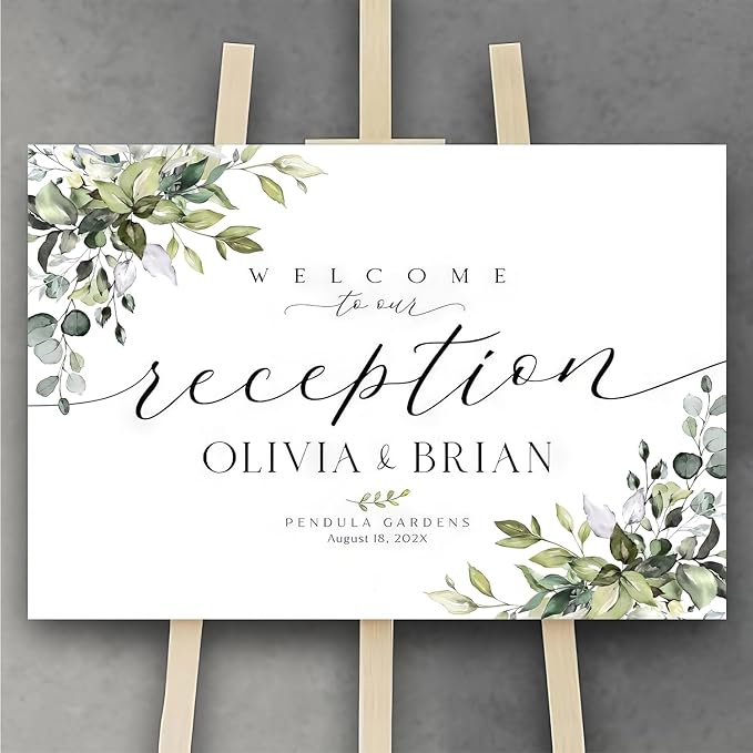 Personalized Wedding Welcome Sign, Welcome To Our Wedding Sign, Reception Welcome Sign, Wedding Reception Sign, Wedding Welcome Sign, Wedding Reception Decor, Greenery Wedding Sign, #1