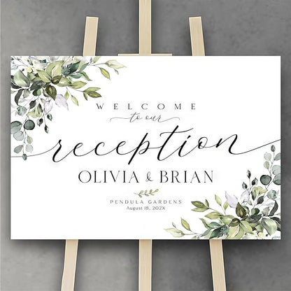 Personalized Wedding Welcome Sign, Welcome To Our Wedding Sign, Reception Welcome Sign, Wedding Reception Sign, Wedding Welcome Sign, Wedding Reception Decor, Greenery Wedding Sign, #1
