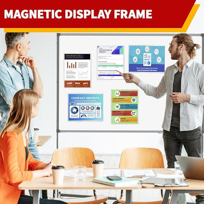Rigid Magnetic Sign Holder 8.5 x 11 - Clear Plastic Magnetic Frames for Refrigerator Top Loaders Wall Sign Holder, Self Adhesive Frames for Walls Door Window Magnetic Picture Frame 10 Pack