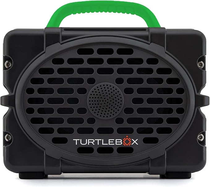 Turtlebox Original Gen 3: Portable Outdoor Bluetooth Speaker – Ultra-Loud (120dB), Waterproof (IP67), Rugged, Impact-Resistant, 3-Day Battery | Party Mode: Unlimited Pairing Stereo, Gray/Kelly Green