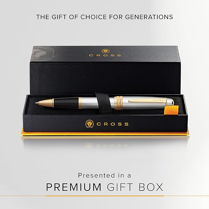 Cross Bailey Refillable Rollerball Pen Presented in a Premium Gift Box - Medium Point, Black Ink, Medalist