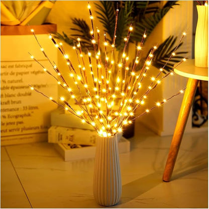 DK177 4 Pack Led Branch Light Battery Operated Lighted Branch Vase Filler Willow Tree Artificial Little Twig Power Brown 30 Inch 20 LED for Home Romantic Decoration, Warm White