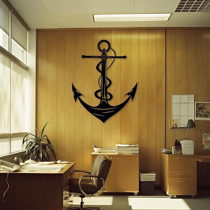 XXQ Anchor Metal Wall Decor, Anchor Metal Wall Art for Bedroom Living Room Dorm Antique Anchor Wall Decor Antique Metal Anchor Farmhouse Decor (Black, 39" x 59" / 100 x 150cm)