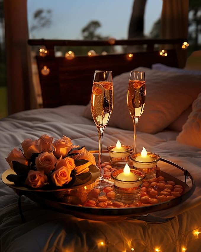 Homemory 48 Pack Waterproof Flameless Floating Tealights, Battery Flickering LED Tea Lights Candles - Wedding, Party, Centerpiece, Pool & SPA (Warm White)