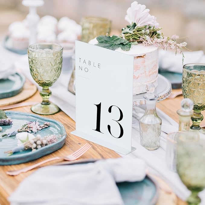 JINMURY White Wedding Table Numbers 1-30 with Stands, 5"x7" White Acrylic Table Numbers, Perfect for Wedding Reception, Party, Anniversary, Event
