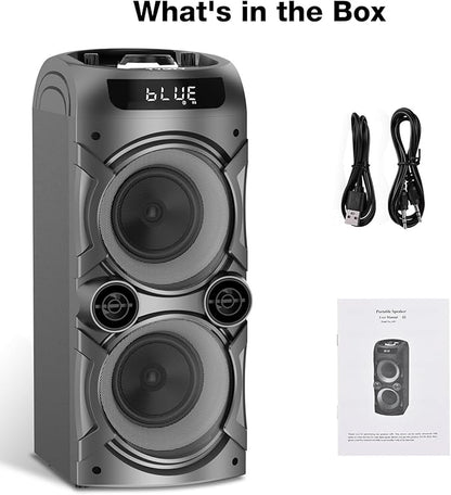 Portable Bluetooth Speaker 100W Big Powerful Wireless Boombox TWS Pairing Loud Stereo Sound Deep Bass Large Party Speakers with Subwoofer LED Lights for Outdoor Home Camping