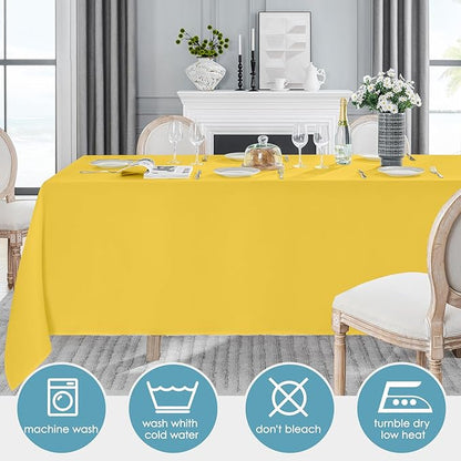 VidaFete Tablecloth 6 Pack 90 * 156inch Rectangle Table Cloth Polyester, Stain Wrinkle Resistant Polyester Dining Table Cover for Kitchen Dinning Party Wedding Rectangular Buffet Decoration(Yellow)
