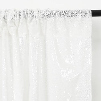 Eternal Beauty White Sequin Backdrop, 8x8 Ft Glitter Background Curtains for Christmas Shimmer Photography Party Wedding Birthday Back Drop Decor