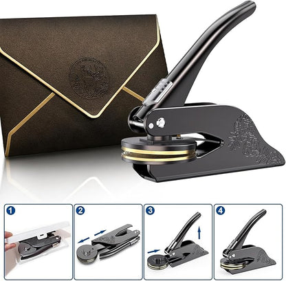 Embosser Stamp Custom Logo - Custom Book Embosser Personalized for Cards, Paper, Napkins, Perfect for Official Seal and Notary, Personal Library and Wedding - Logo 1