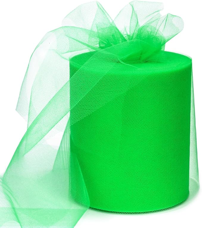 6" x 200 Yards Emerald Green Tulle Fabric Rolls, Green Spool Tulle Ribbon for DIY Tutu Skirt Gift Wrapping Bow Wedding Decoration Baby Shower Birthday Party Backdrop Craft Supplies