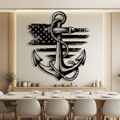 lunwall Metal Anchor Wall Decor, Anchor Metal Sign, Metal Anchor Decor, Anchor Metal Wall Art, Metal Nautical Wall Decor, Metal Wall Decor Coastal, Anchor Wall Decor (white, 19L x 17" W / 47 x 43 cm)