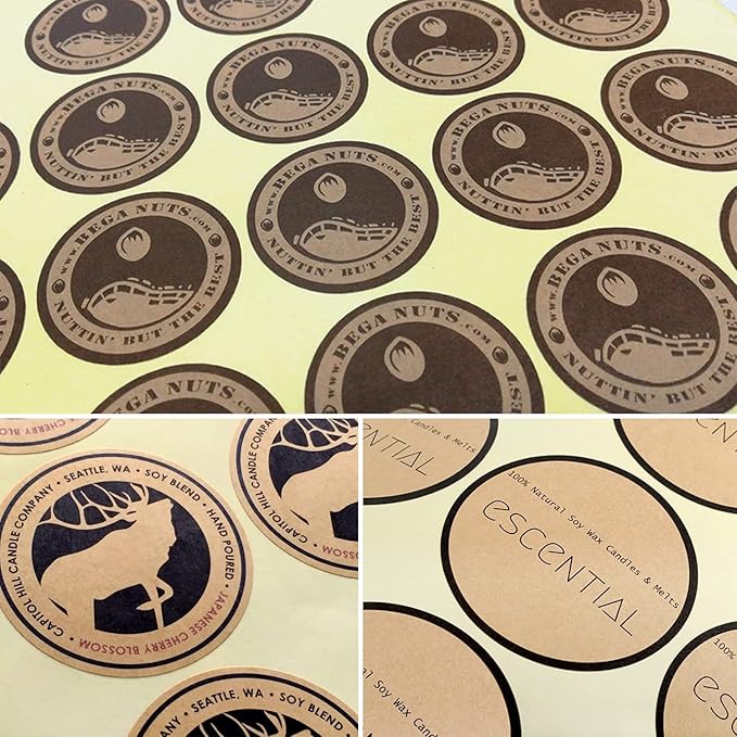 Custom Stickers for Business Logo,Personalised Logo Stickers for Small Business,Any Shape and Size Waterproof Label.Perfect for Branding, Packaging Stickers, Glossy Stickers. (Kraft Paper)