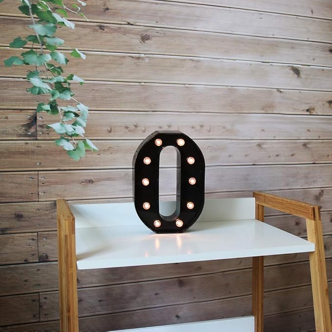 Light Up Black Alphabet Marquee Letters Sign LED Marquee Number Lights Sign for Night Light Home Bar Christmas Lamp Birthday Party Wedding Decoration O