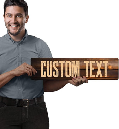 Custom Sign, Custom Street Sign, 11 Font Colors, 13 Font Styles, 4 Hole Options, 22 Sizes, 6x24 Inches, Rust Free DiBound, Fade Resistant, Made in USA by My Sign Center (Vintage Wood)