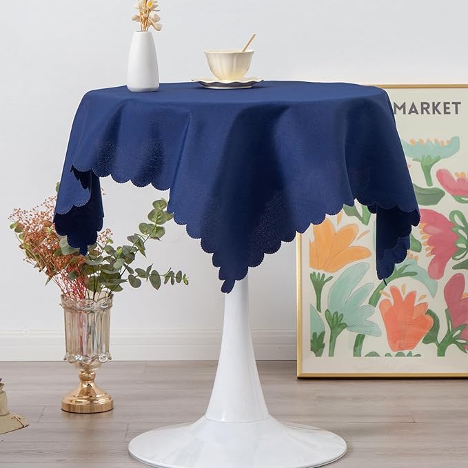 Square Navy Tablecloth 43 x 43 Inch Polyester Fabric Washable Table Cloth Decorative Wrinkle Resistant Solid Color Table Cover for Kitchen Dinning Party Wedding Camping