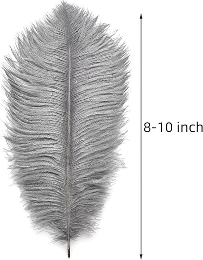 Ballinger Natural Gray Ostrich Feathers - 24pcs 8-10inch for Wedding Party Centerpieces Home Decor