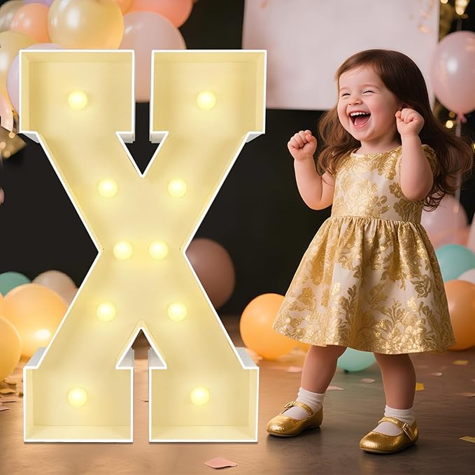 Marquee Light Up Letters: 3FT Large Decorative Signs for Party Decorations Baby Shower Birthday Wedding Engagement Anniversary, 3 Feet Tall Pre-Cut DIY Foamboard Letter X - Easy to Assemble