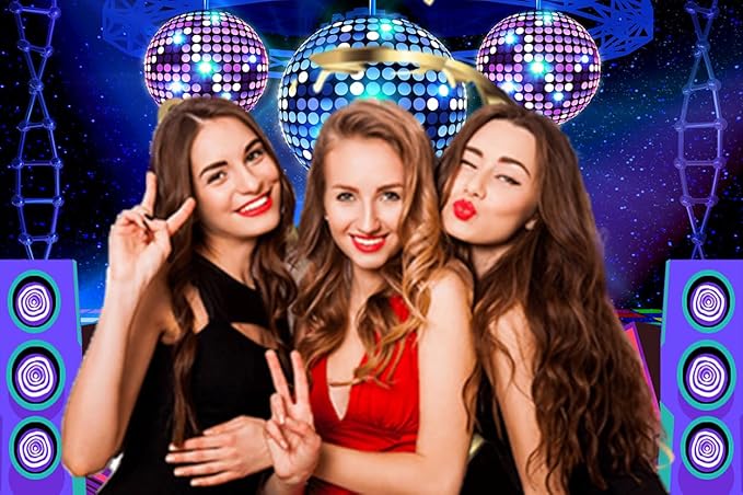 Disco Backdrop 7 x 5 ft Retro Glow Party 70s 80s 90s Theme Stage Dance Background Disco Party Decoration Disco Ball Banner Dance Backdrop for Birthday Party Prom Portrait Photo Props Polyester, Red