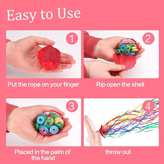 Confetti Poppers, 20Pack Plastic No Mess Streamers, Party Poppers for Birthday,Wedding,Celebrations,Graduation Party (Colorful 2, 20 Pack)