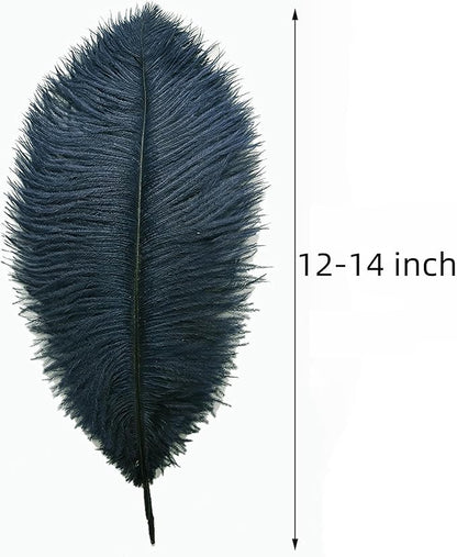 Ballinger Navy Blue Ostrich Feathers Plumes - 24pcs 12-14inch Long Feathers for Wedding Party Centerpieces Halloween Decorations