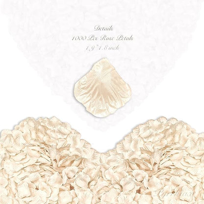 1000Pieces Rose Petals, Artificial Flower Petals Fake Rose Petals for Romantic Night,Wedding,Proposal Anniversary Flower Decorations (Champagne)