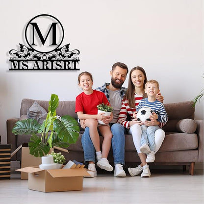 Custom Metal Name Sign, Personalized Family Last Name Signs for Home, Split Letter Monogram Wall Art Decor, Customized Metal Signs for Outdoor, Personalized Wedding Housewarming Gift