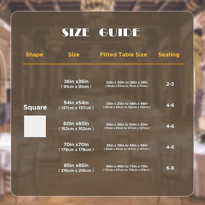 sancua Black Square Tablecloths 60x60 Inch - Fabric Table Cloth for Square or Round Tables, Washable Polyester Table Cover for Dinner, Holiday Party, Decorative Display Tables