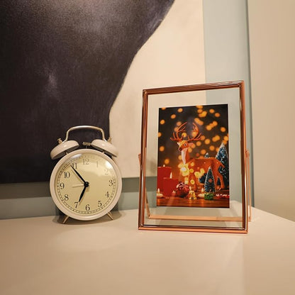 Rose Gold Floating Frame, 5"x7", Vertical, For Picture 4x6, 3.5x5, 2x3, Tabletop Use, Classy Gift For Anniversary, Wedding or Birthday