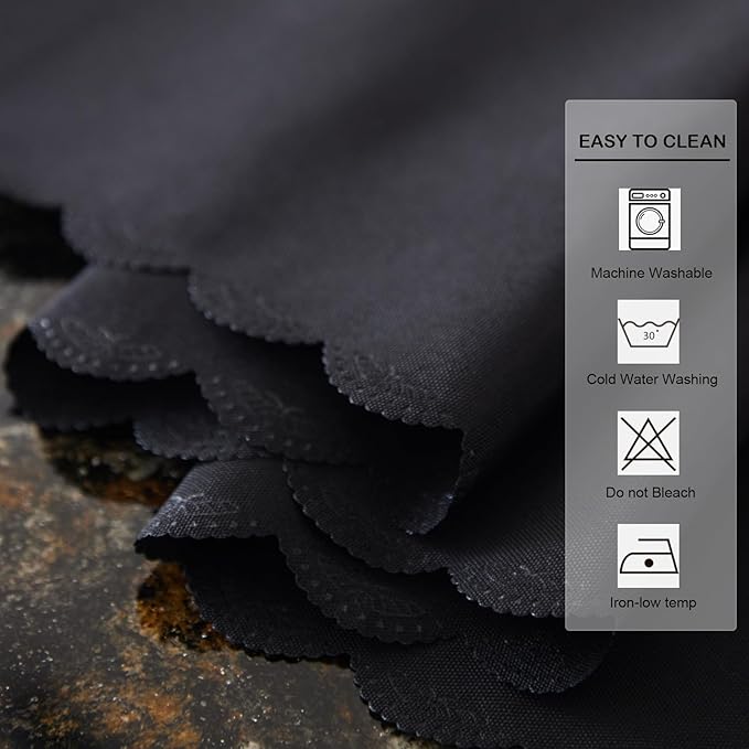 Oval Black Tablecloth 60 x 84 Inch Polyester Fabric Washable Table Cloth Decorative Solid Color Wrinkle Resistant Table Cover for Dining Party Wedding Camping