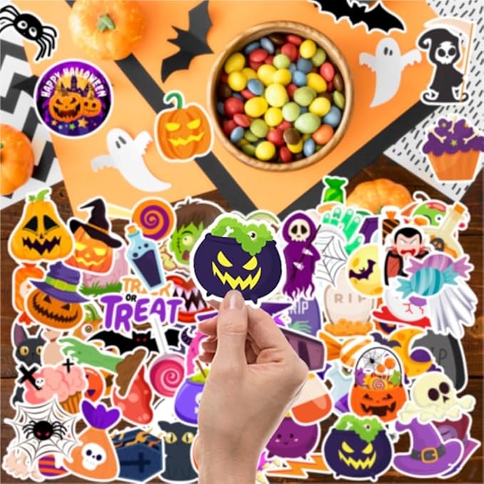 120 Pcs Halloween Stickers, Halloween Stickers for Kids, Kids Halloween Party Favors Classroom Crafts, Decorations, Gifts, Halloween Party Supplies