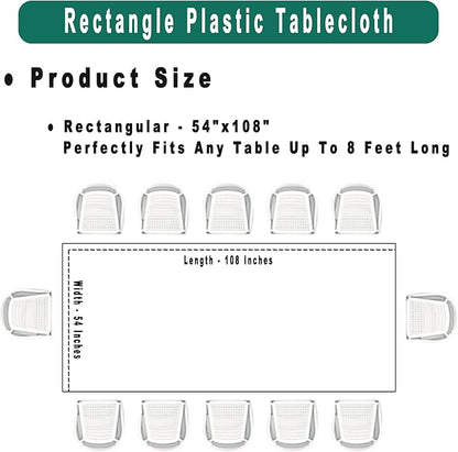 PARTY ULYJA White Plastic Tablecloths 2 Pack Disposable Table Covers 54 x 108 Inch Bridal Shower PEVA Vinyl Table Cloths for Picnic Birthday Wedding Banquet Parties 8 ft Rectangle Table Use