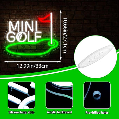 Mini Golf Neon Sign for Wall Decor Golf Neon Light for Man Cave Dimmable LED Light Up Sign for Course Gym Club Bedroom Office Park Party Club Decor Birthday Gifts Art Size12.9 * 10.6In(WZCP203)