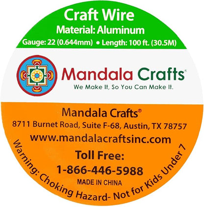 Mandala Crafts 22 Gauge Anodized Aluminum Craft Wire for Jewelry Making - 100 FT Colored Flexible Ice Blue Wire - Bendable for Bonsai Armature Crafting Sculpting