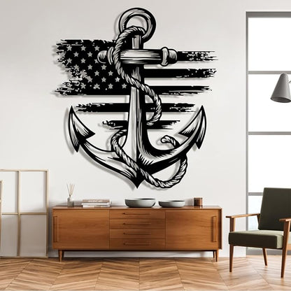 lunwall Metal Anchor Wall Decor, Anchor Metal Sign, Metal Anchor Decor, Anchor Metal Wall Art, Metal Nautical Wall Decor, Metal Wall Decor Coastal, Anchor Wall Decor (black, 47L x 43W / 120 x 109 cm)
