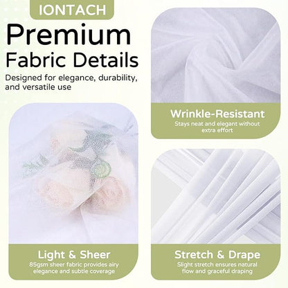 Wedding Arch Draping Fabric 29" x 19Ft Sheer Drapes for Backdrop Wedding Ceremony Reception Ceiling Decor Curtain Baby Bridal Shower Decoration (White, 3 Panels)