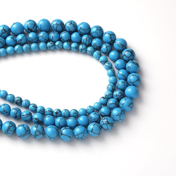 River Stone Blue Turquoise Stone Beads for Jewelry Making DIY Craft Gemstone Beads Kit (4mm, 88pcs) Cosmic Crystal Pebbles for Bracelets, Necklaces, Home Decor