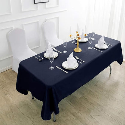 Rectangle Tablecloth 60x120 inch Washable Polyester Fabric Table Cloth for Wedding Party Dining Banquet Decoration（60x120, Navy）