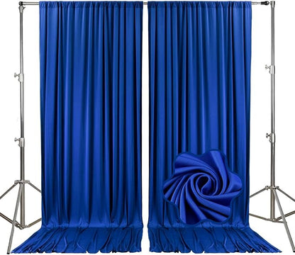 10ft x 10ft Blue Backdrop Curtains for Parties, Fabric Satin Background Curtain with Rod Pockets for Weddings, Birthday, Baby Shower, Photography, Graduation Party Backdrop Drapes, 2 Panels