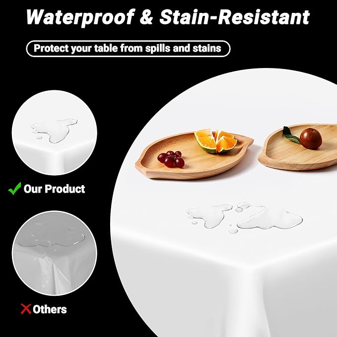 4 Packs White Plastic Tablecloth, Sturdy Disposable Table Cloth, 54 X 108 Inches Paper Table Cloths for Parties Disposable, Effortless Cleanup for Picnic Table Cloths Parties Birthday and Any Occasion