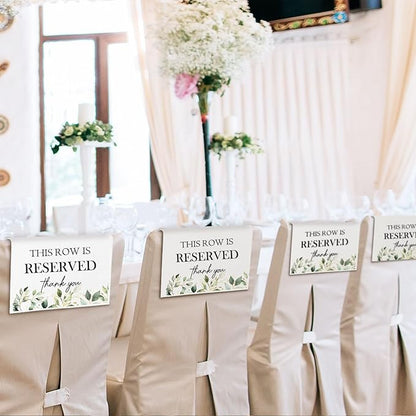 Reserved Seating Chair Signs, This Row Is Reserved Pew Cloths Seating Placeholder for Church Pews, Wedding Decorations for Reception Parties Celebrations Event Meetings (Green, 4 PCS)