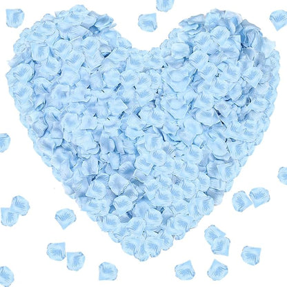 1000Pieces Rose Petals, Artificial Flower Petals Fake Rose Petals Silk Red Rose Petals for Romantic Night,Wedding,Proposal Anniversary Flower Decorations (Light Blue)