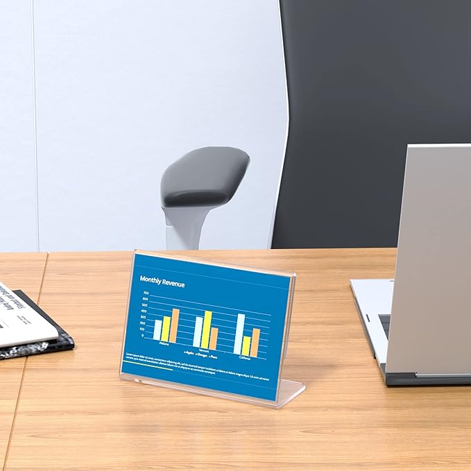 NIUBEE Slanted Back Acrylic Sign Holder 6 x 4 Inches, Clear Plastic Sign Holder Paper Display Table Stand for Office, Store, Restaurant -Horizontal (6 Pack)