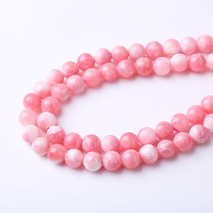 Pink Persian Jade Stone Beads Gemstone Round Crystal Energy Jade Beads Stone Beads for Jewelry Making DIY Bracelet Necklace Jewelry Making 1 Strand 15.5inch 35PCS 10MM
