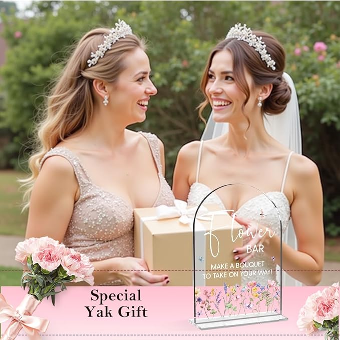 Flower Bar Sign Wedding Decor Clear Acrylic Table Sign for Marriage Parties Anniversaries Reception Cafe Hotel Party Bar Business Event
