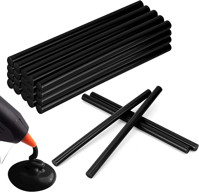 MATUFF Black Hot Glue Sticks Full Size 0.43” Dia x 8” Long, 20 pcs Hot melt Adhesive Glue Sticks, All-Purpose Glue Gun Sticks for DIY Black Crafting Arts and Wedding Cards, Stamp Sealing