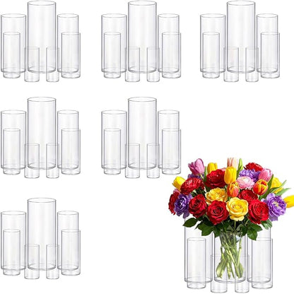 42pcs Glass Vase Cylinder Vases for Centerpieces 7 Vases of Different Sizes Small Flower Glass Clear Vases Home Decor Centerpiece Table Flower Vase Decorations for Wedding Decoration＆Holiday